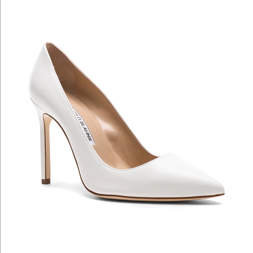 Manolo Blahnik white BB pumps heels size 39 NIB